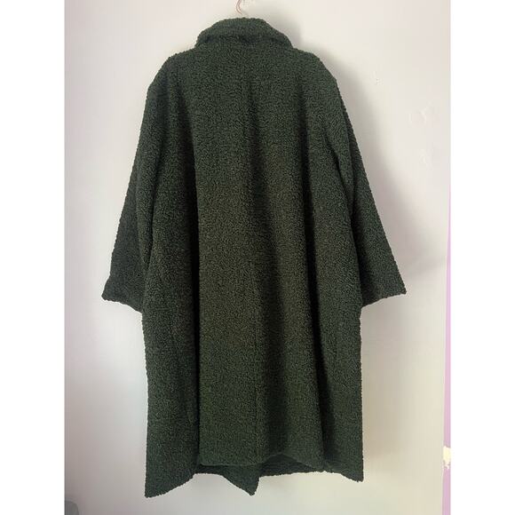 Teddy Coat Forest Green Ellos Womens Plus Size Double Breasted 3X - Picture 4 of 8